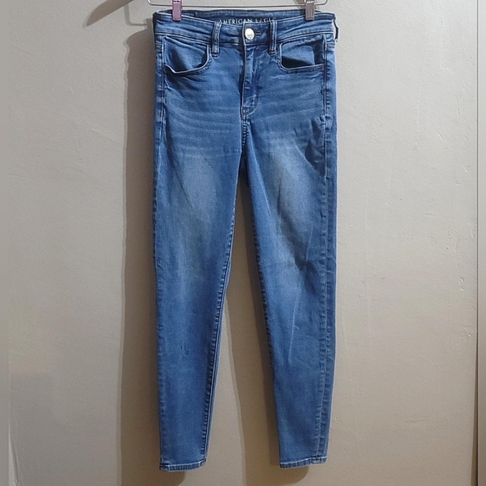 American Eagle Medium Wash 98% COTTON Hi-Rise Jegging Skinny Jeans WOMENS SIZE 4